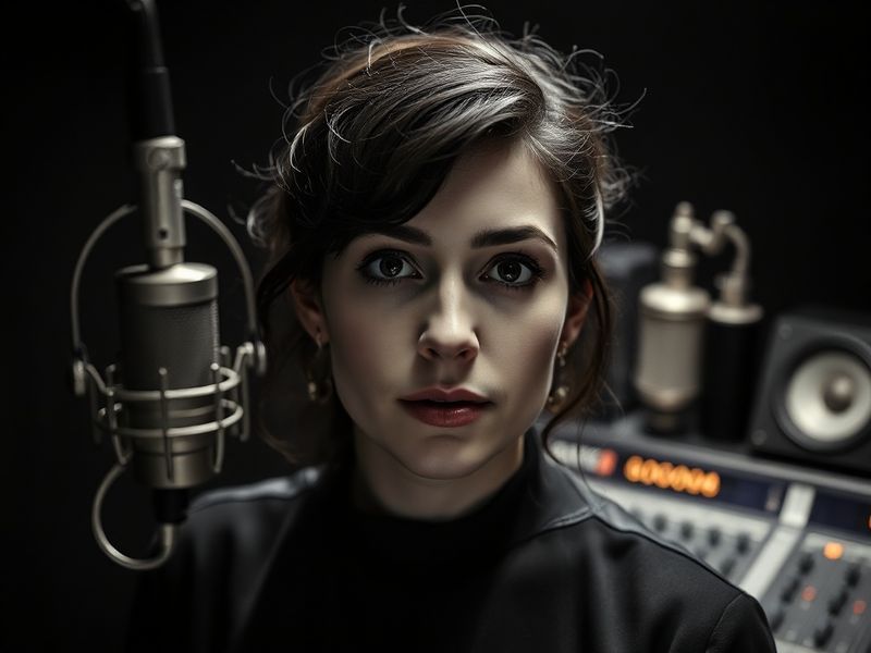 Jessie Ware performing on stage at a dimly lit, retro-themed club, bathed in vibrant purple and pink lights. She wears a sequ