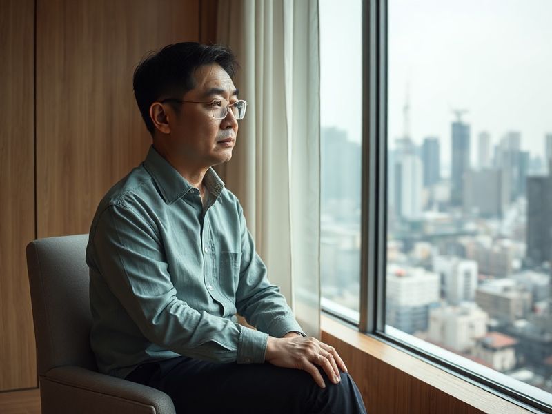 A professional portrait of Bang Si-Hyuk speaking at a conference, wearing a dark suit with a HYBE logo backdrop. The setting