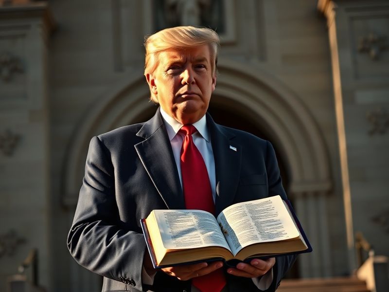 A photograph taken on June 1, 2020, showing Donald Trump holding a Bible outside St. John’s Episcopal Church in Washington, D