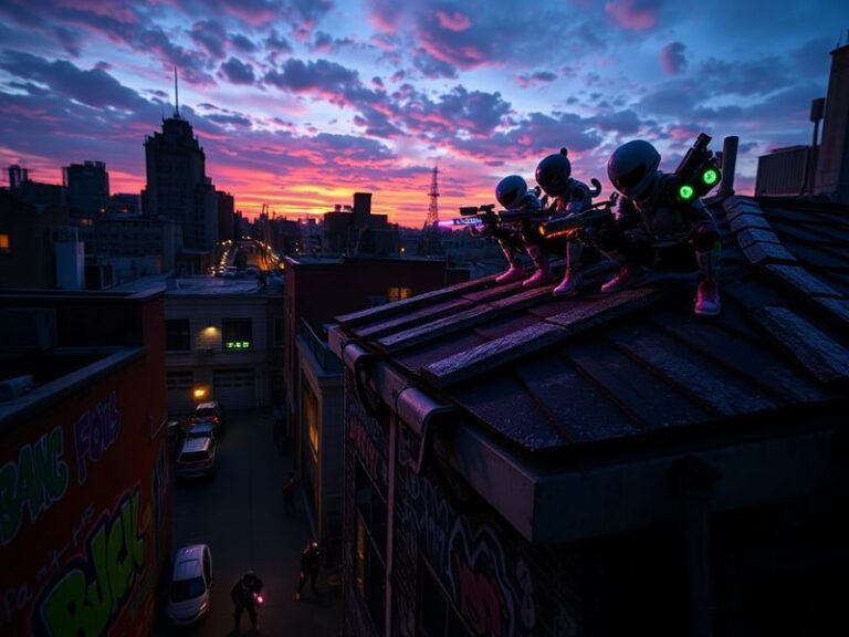 A dynamic in-game screenshot of Splatoon 3 featuring two teams clashing on a Tower Control stage, with one player aggressivel