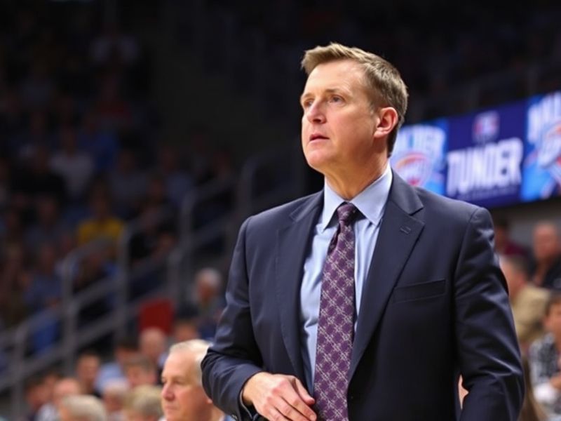 A split-image visual: on the left, Billy Donovan coaching the Florida Gators in a packed arena, wearing a navy suit and inten