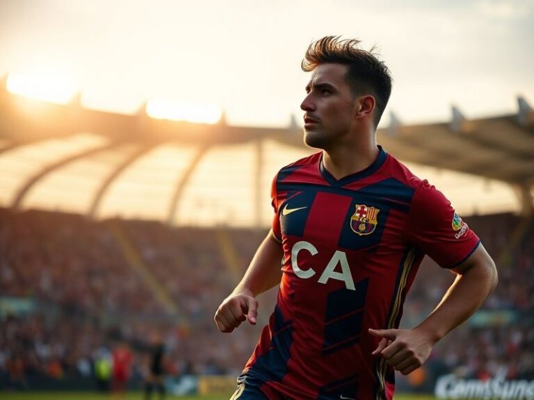 A vibrant matchday scene at El Sadar Stadium in Pamplona, featuring Osasuna players celebrating a goal with fans in the foreg