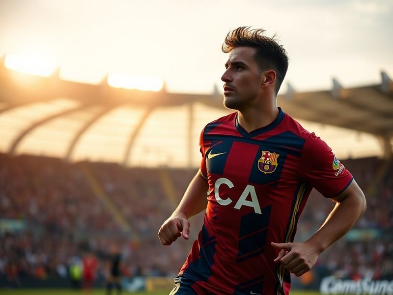 A vibrant matchday scene at El Sadar Stadium in Pamplona, featuring Osasuna players celebrating a goal with fans in the foreg