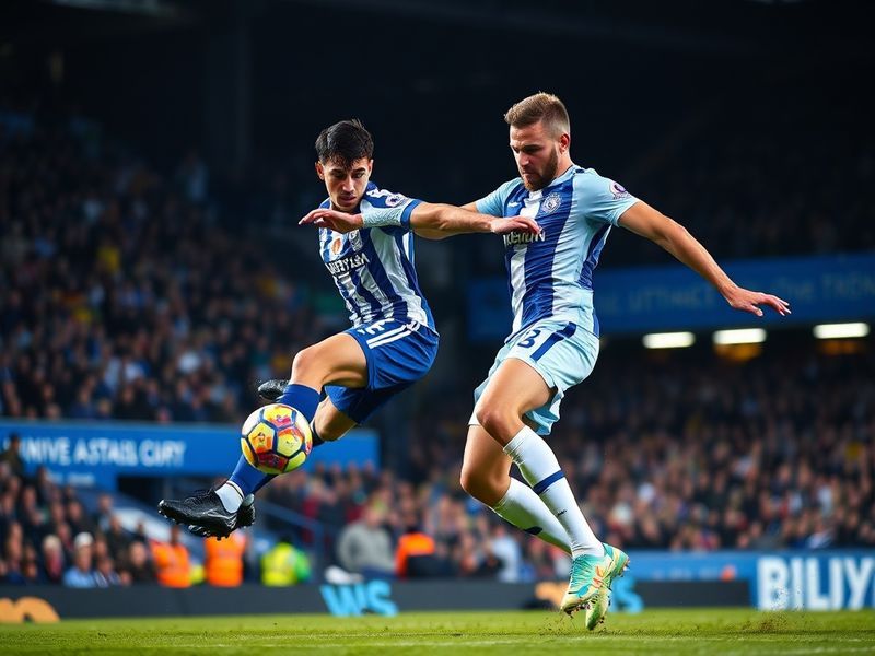 A vibrant stadium atmosphere showing Brighton's Amex Stadium and Chelsea's Stamford Bridge side by side, with fans in colorfu