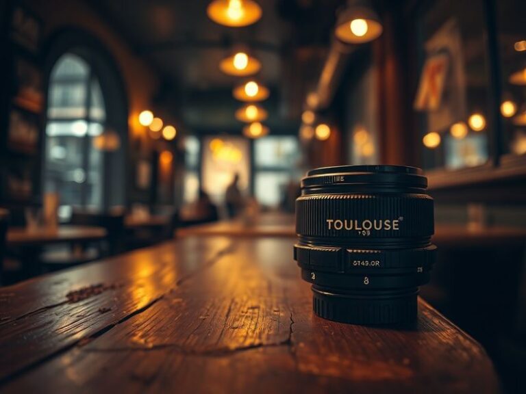 A split-image composition: on one side, the glass-and-steel Louvre-Lens museum against a cloudy sky; on the other, a Toulouse