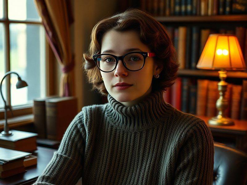 A professional portrait of Anna Maxwell Martin in a theatre setting, dressed in a period costume with a contemplative express