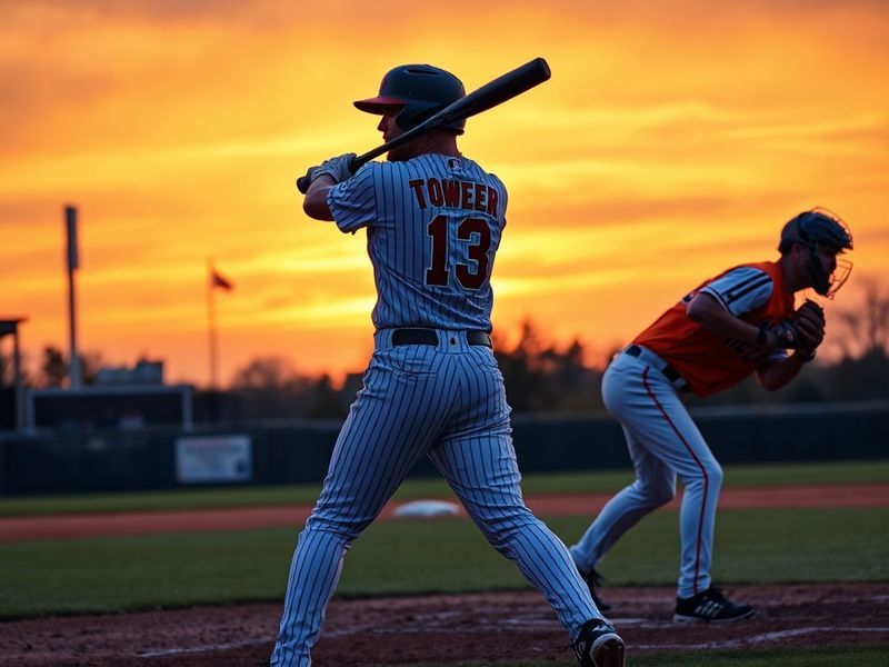 A dynamic shot of a Twins vs. Mets game in progress, featuring players from both teams in action at a packed stadium. The foc