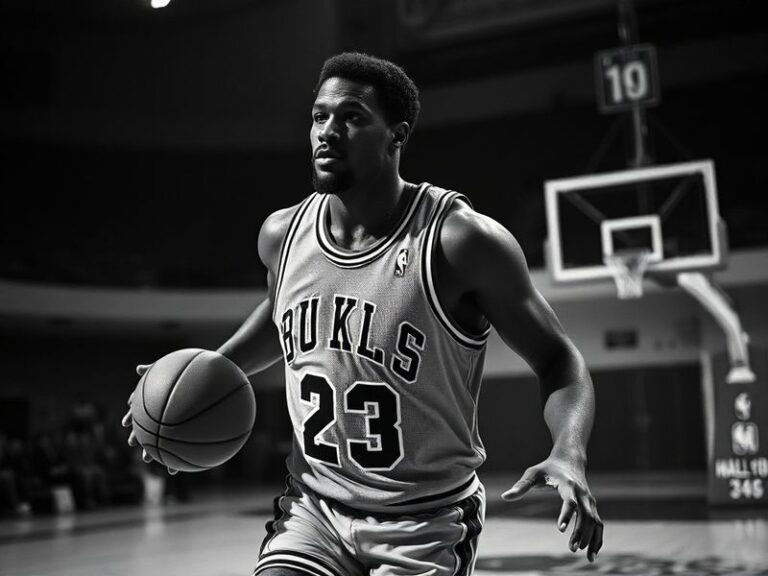 A professional portrait of David Robinson in his San Antonio Spurs uniform, wearing his #50 jersey, standing on a basketball