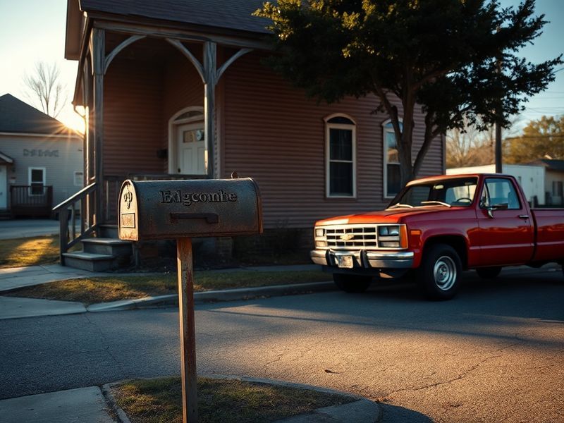 A split-scene image showing a modern repurposed textile mill in Edgecombe County on one side, and a rustic tobacco barn on th