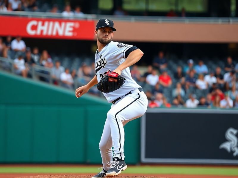 A vibrant action shot of the Chicago White Sox celebrating on the field at Guaranteed Rate Field, with the team’s logo promin