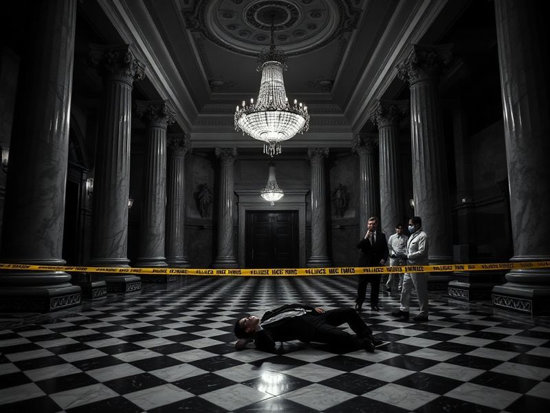 A dimly lit row house in West Philadelphia at dusk, with police tape partially visible in the foreground. The house has a cla
