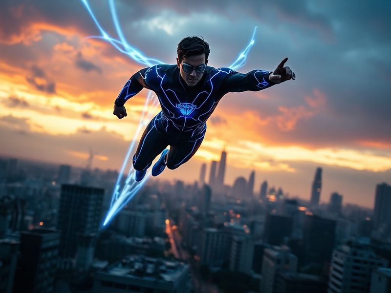 A dramatic promotional artwork featuring Mark Grayson in his Invincible suit mid-flight, surrounded by fractured Viltrumite a