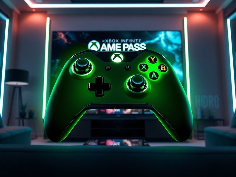 A split-screen image showing a person playing a racing game on a smartphone via cloud streaming, with an Xbox Series X consol