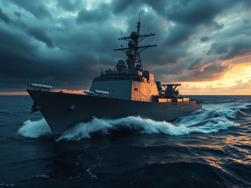 A side-by-side comparison of historical and modern warships: on the left, a vintage 19th-century ironclad battleship with tal