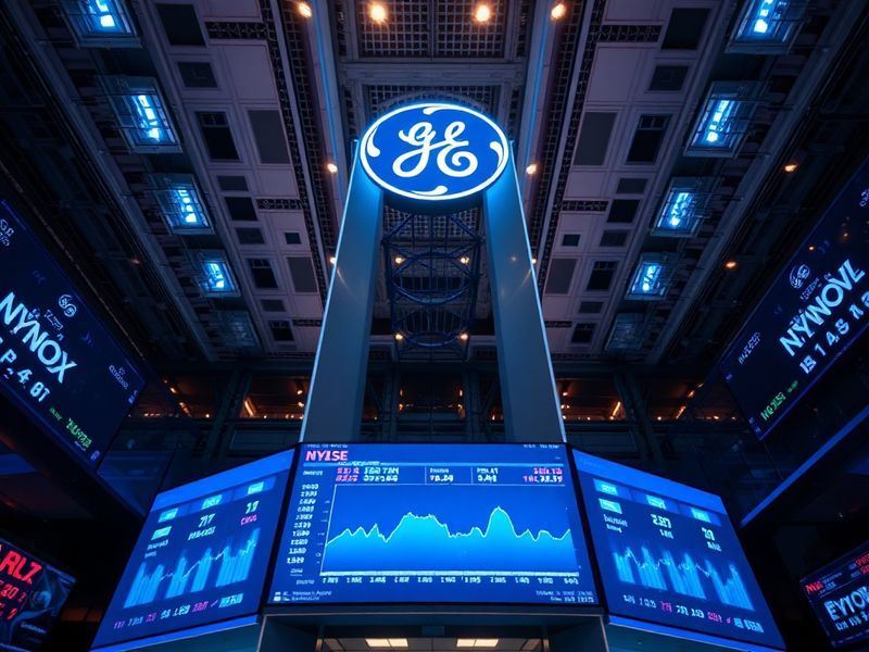 A modern offshore wind farm under a clear sky, with GE Vernova-branded turbines in the foreground and a digital grid control