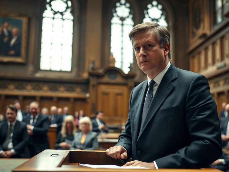 A split-screen image of Keir Starmer and Rishi Sunak facing each other across the House of Commons, with MPs blurred in the b