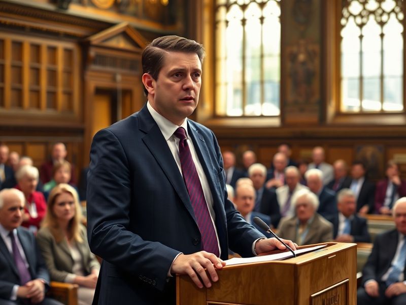A split-image illustration showing Keir Starmer speaking at PMQs on one side, with Rishi Sunak responding on the other. The b