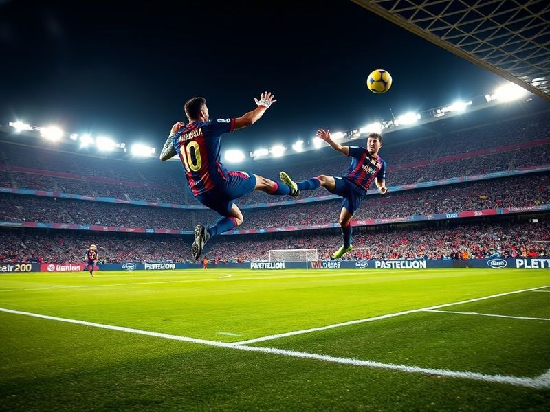 A vibrant stadium atmosphere during an Espanyol vs Barcelona match, with fans in blue-and-white and blaugrana colors holding
