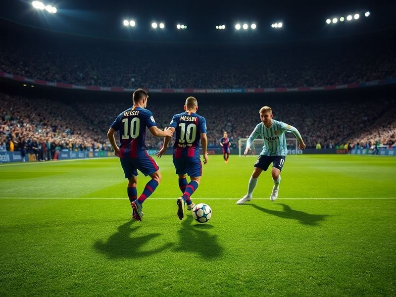 A tense moment at Camp Nou: Barcelona players in blue celebrating a goal, with Celta Vigo defenders in white attempting to re