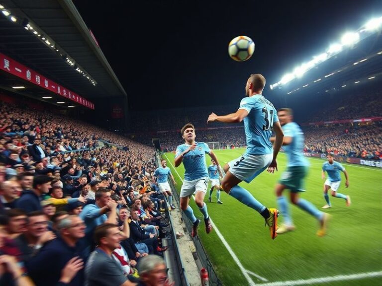 A dynamic shot of Burnley players celebrating a goal against Manchester City at Turf Moor, with the away side looking dejecte