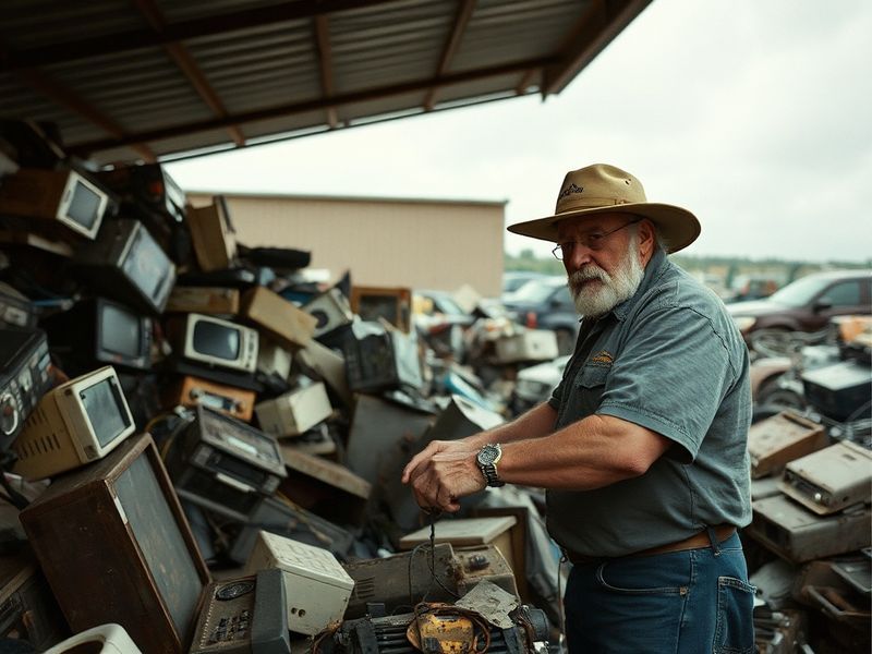 A professional portrait of Darrell Sheets in front of a busy auction setting, with bidders in the foreground, an auctioneer’s