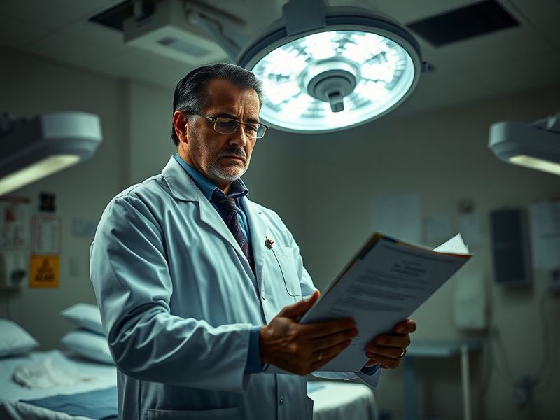 A somber courtroom sketch-style illustration showing a family portrait of Celeste Rivas Hernandez with a gavel and scales of