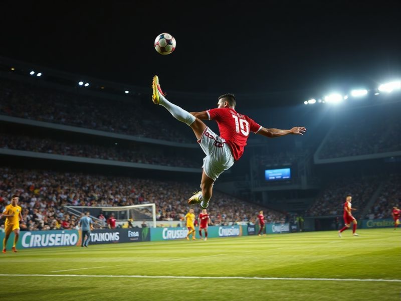 A tense moment in a football match between Goiás and Cruzeiro, with players in red and white (Goiás) facing off against those