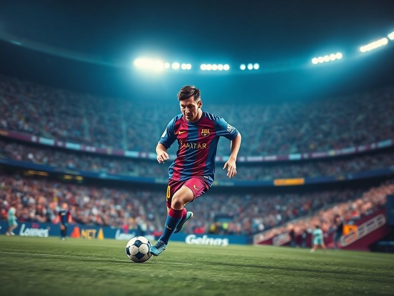 A stadium atmosphere shot showing Barcelona players celebrating Gavi's winning goal against Celta Vigo. Focus on Barcelona's