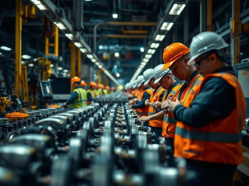 A futuristic digital workspace with interconnected nodes and avatars representing diverse participants, glowing in soft blue