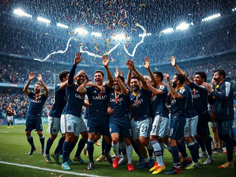 A split-image showing LA Galaxy's Dignity Health Sports Park under bright lights with a jumbotron, on the left, and Columbus