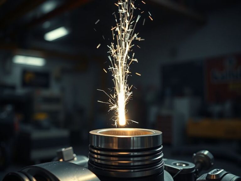 A detailed illustration contrasting a sleek, metallic piston-powered engine on one side with a glowing, ethereal magic rune o