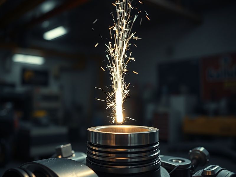 A detailed illustration contrasting a sleek, metallic piston-powered engine on one side with a glowing, ethereal magic rune o