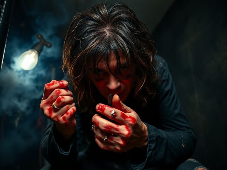 A candid scene from Ozzy Osbourne’s reality show: Ozzy in a cozy room, possibly sipping tea, with Sharon Osbourne beside him.