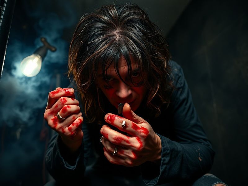 A candid scene from Ozzy Osbourne’s reality show: Ozzy in a cozy room, possibly sipping tea, with Sharon Osbourne beside him.