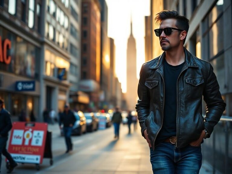 A vibrant portrait of Adam Levine on stage during a Maroon 5 concert, wearing a stylish blazer and sunglasses, with a neon-li