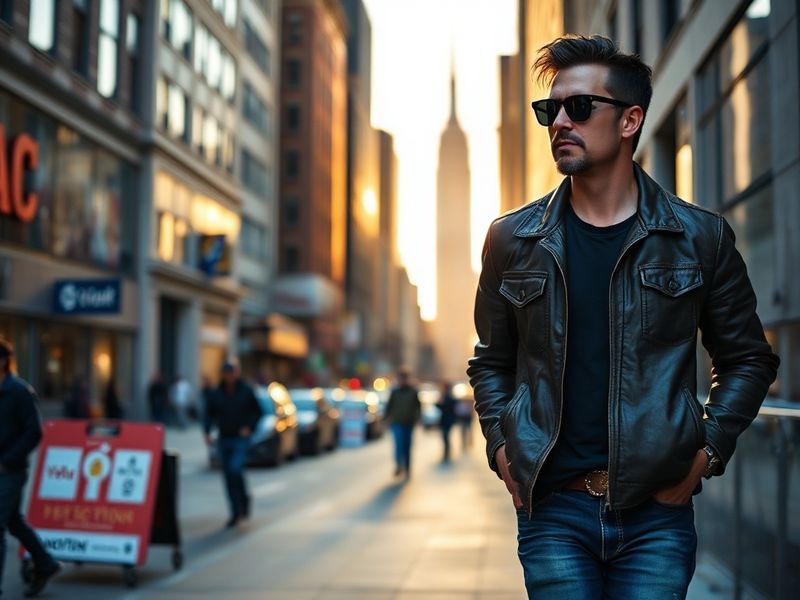 A vibrant portrait of Adam Levine on stage during a Maroon 5 concert, wearing a stylish blazer and sunglasses, with a neon-li