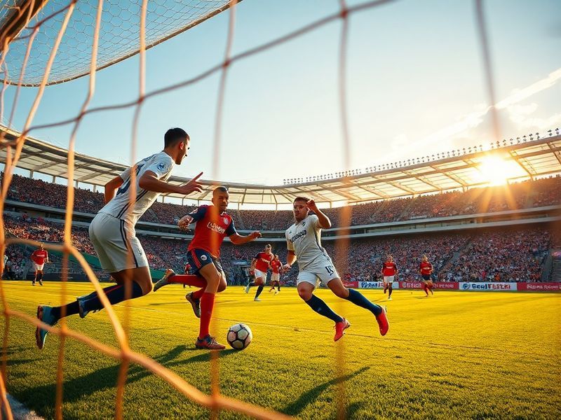 A soccer match between Real Salt Lake and Inter Miami on a sunny evening at Rio Tinto Stadium, with players in action, Messi