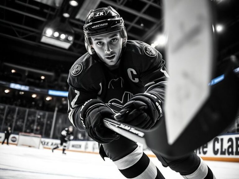 A focused action shot of Eriksson Ek in a Columbus Blue Jackets jersey, mid-game, battling for the puck in the corner of the