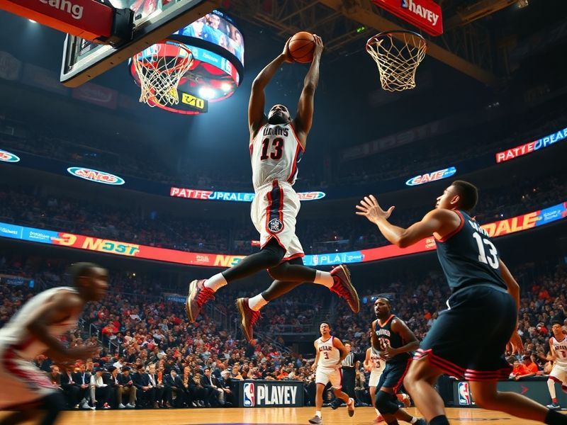 A dynamic action shot of Andre Iguodala in a Warriors uniform, mid-defensive stance with arms outstretched, surrounded by tea