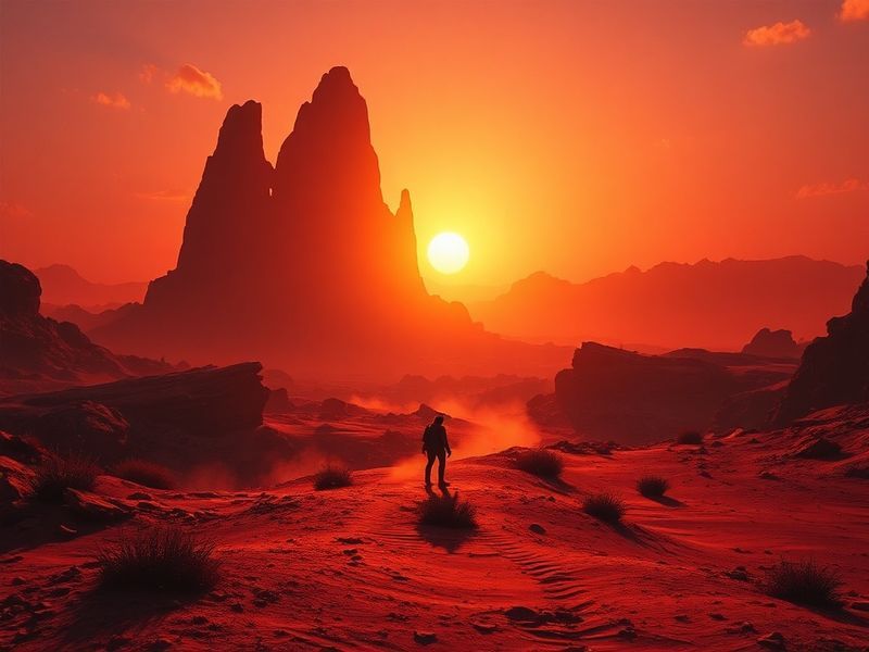 A cinematic shot of the Crimson Desert game world, featuring the new Abyss Dungeon entrance glowing with dark energy, the Des