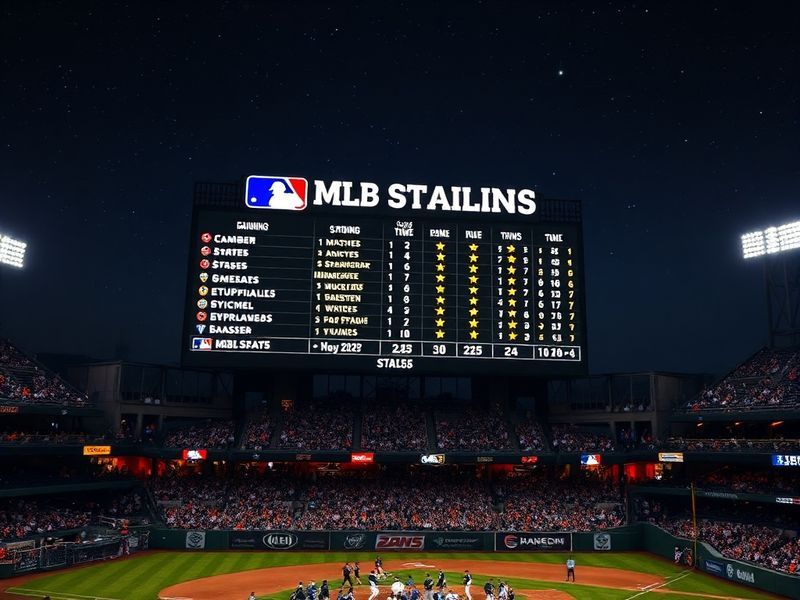 A vibrant stadium scene at sunset with players from diverse backgrounds, international flags in the background, and a scorebo