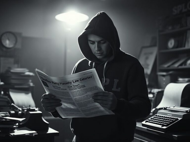 A split-image illustration: one side shows a shadowy figure in a hoodie holding a smartphone displaying extremist content, wh