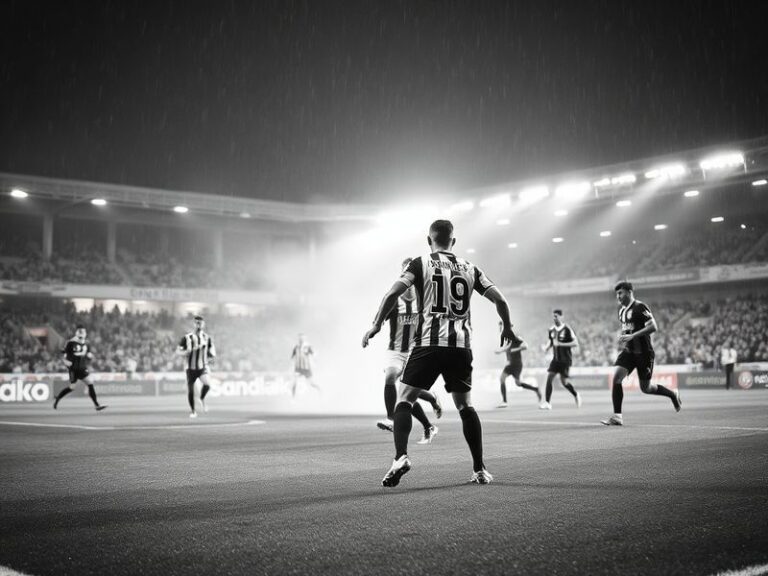 A packed stadium during a Dinamo București vs Universitatea Craiova match, showing vibrant red and white fan sections, smoke