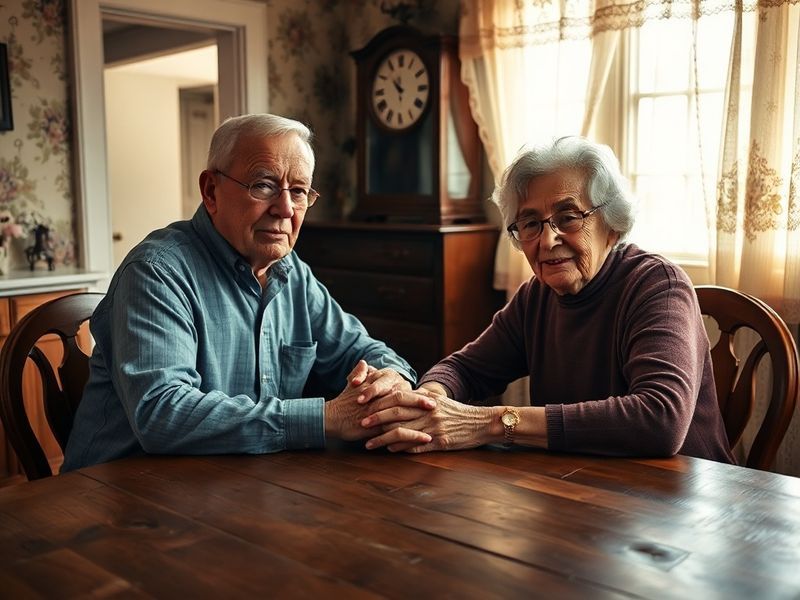 A courtroom sketch-style illustration showing a grandmother hugging her granddaughter, with a judge's gavel and legal documen