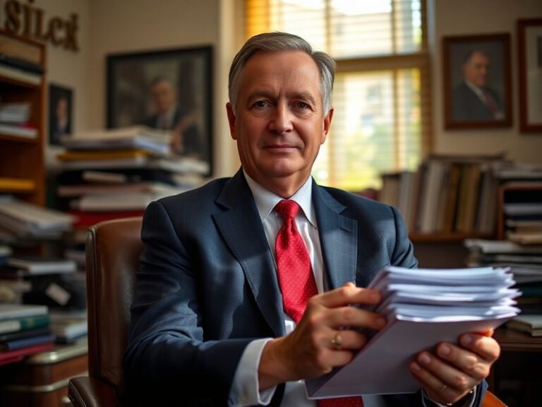 A candid portrait of Councillor Joe Harris in a community center, speaking with residents in a casual setting. The scene incl