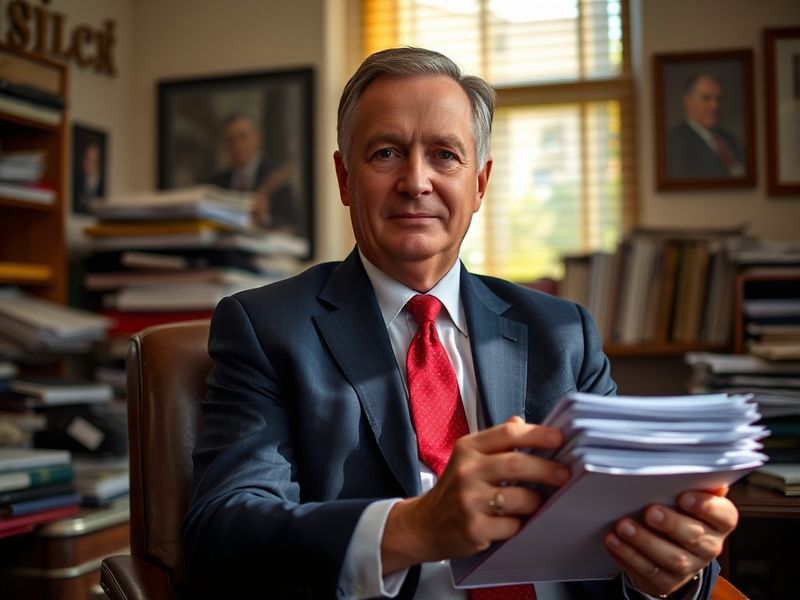 A candid portrait of Councillor Joe Harris in a community center, speaking with residents in a casual setting. The scene incl