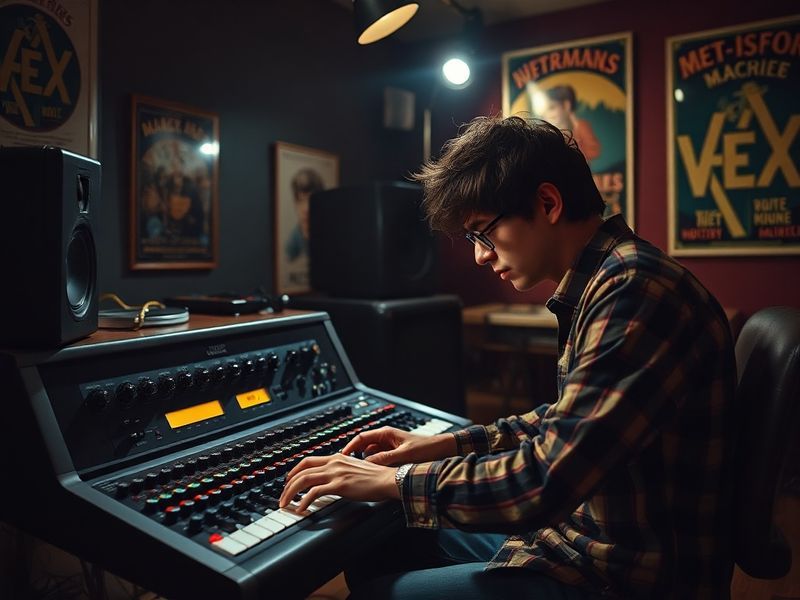 A dynamic shot of Jorma Taccone on set directing a comedy scene, with Andy Samberg and Akiva Schaffer in the background, blen