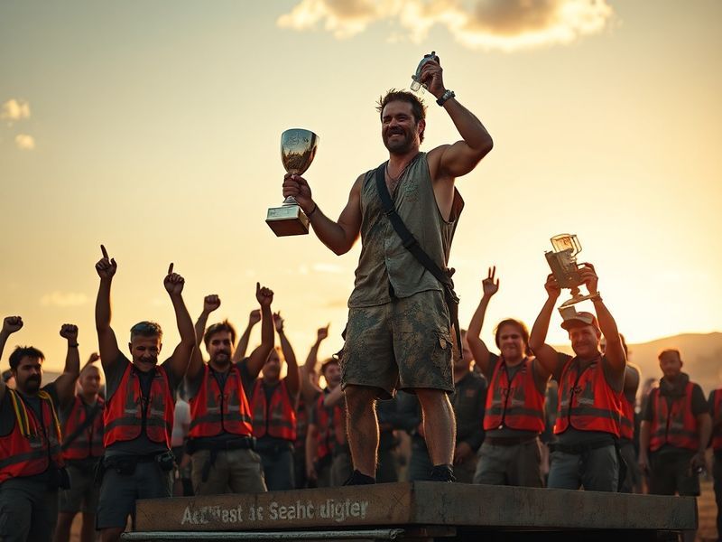 A vibrant image of the I'm a Celebrity 2023 live final stage, featuring the three finalists, Ant & Dec, and confetti falling