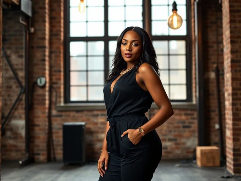 A vibrant, candid photo of Lala Anthony in a studio setting, wearing headphones and speaking animatedly into a microphone, wi