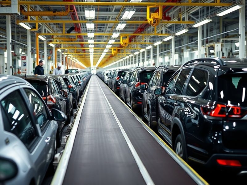 A Mitsubishi dealership service bay with mechanics inspecting a vehicle's fuel pump system. The scene is well-lit, with a foc